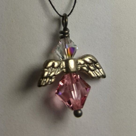 Handcrafted AngelPin in genuine 6mm Rose Swarovski crystal & 4mm crystal AB.New! - Picture 3 of 10